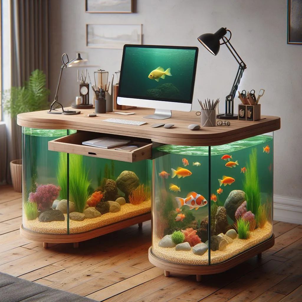 Đổi mới bàn làm việc lấy cảm hứng từ hồ cá: Khám phá ý tưởng không gian làm việc đầy phong cách