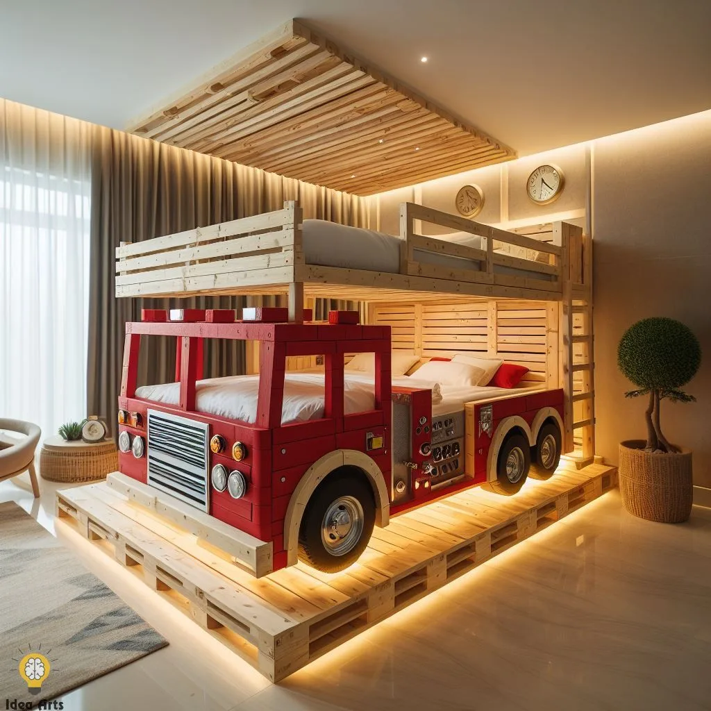 Fire Truck Inspired Pallet Bunk Bed Design: Step by Step Guide