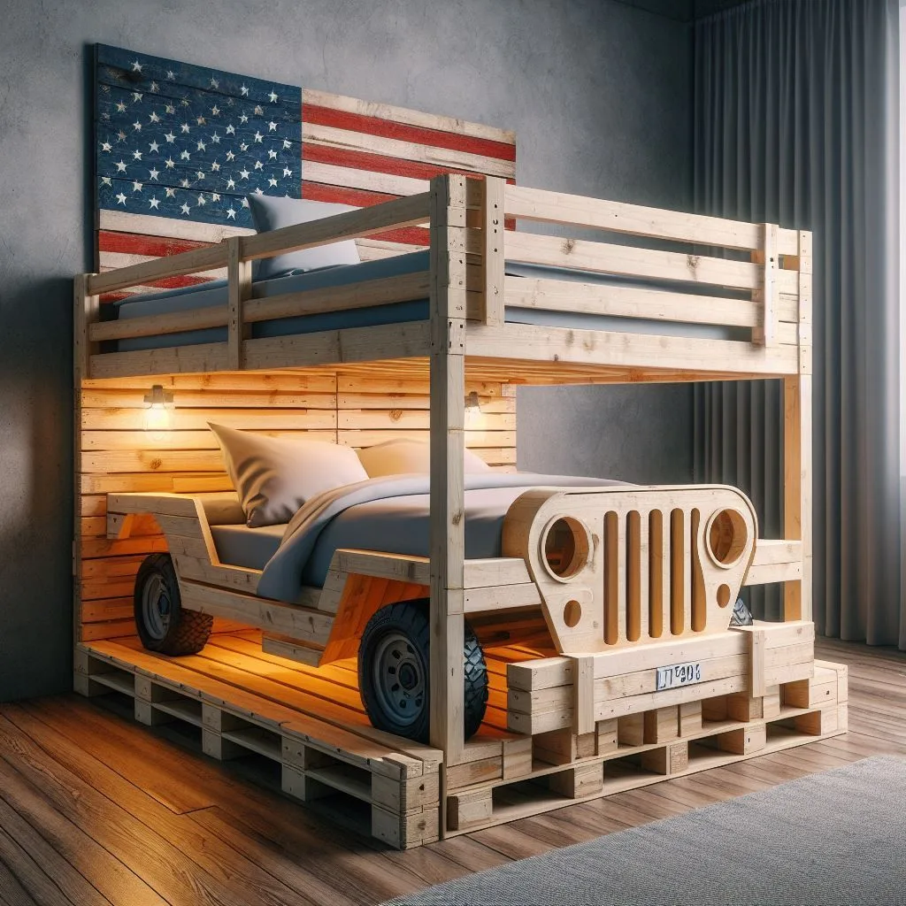 Jeep Inspired Pallet Bunk Bed: Unique Design & DIY Tips